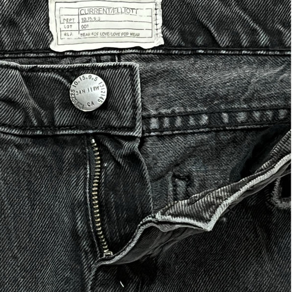 Current/Elliott NEW Cotton Distressed Straight Leg Cropped Jeans Black 30 - Picture 12 of 14
